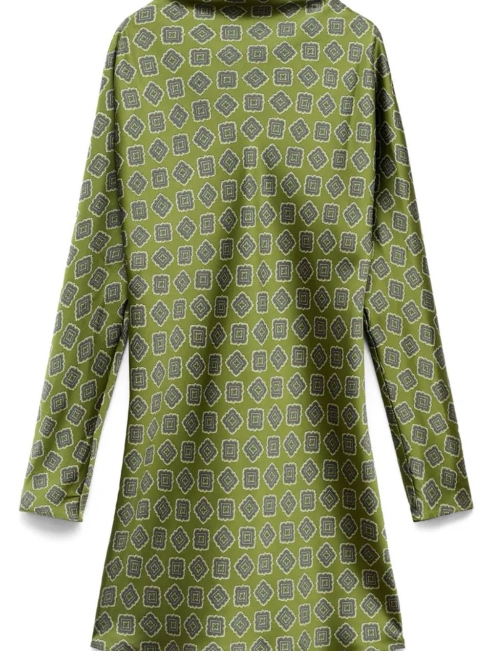 MNGO Green Long Sleeve Satin Dress